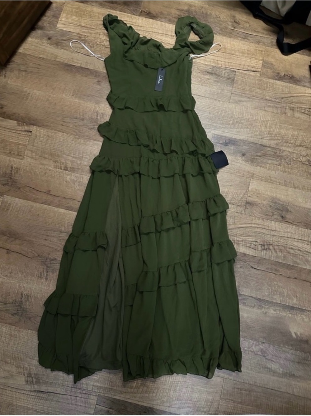 Lulus Compelling Romantic Olive Green Ruffled Tiered
Maxi Dress - Picture 4 of 5